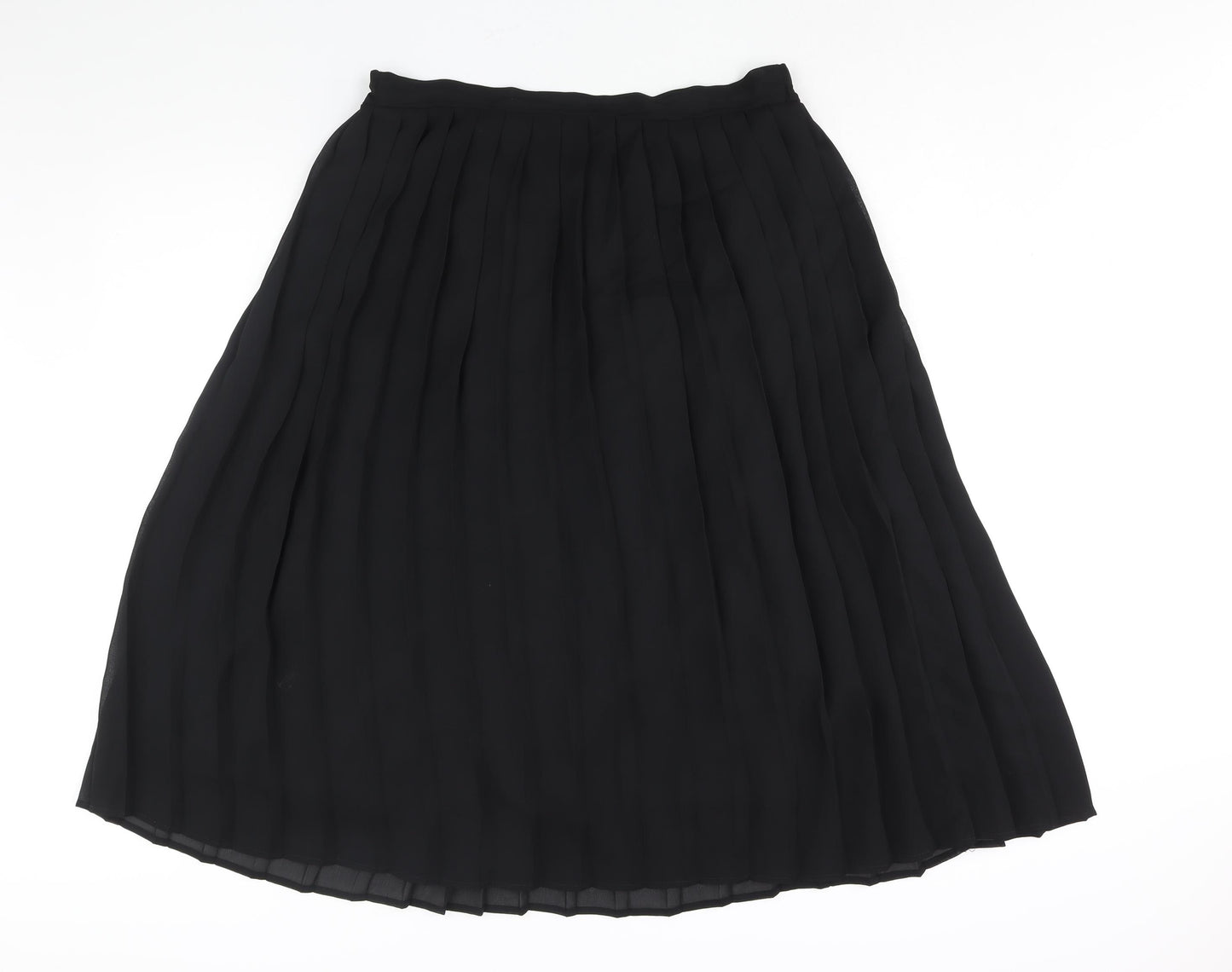 BHS Womens Black Polyester Pleated Skirt Size 16 - Elasticated Waist