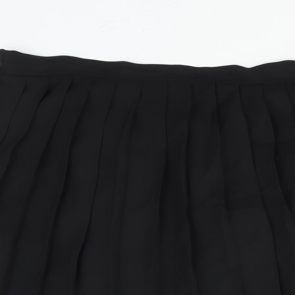 BHS Womens Black Polyester Pleated Skirt Size 16 - Elasticated Waist