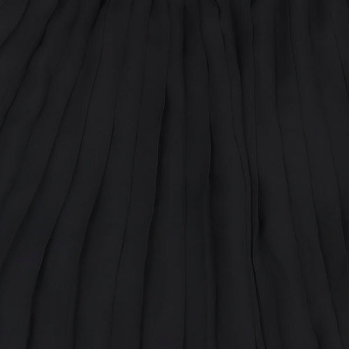 BHS Womens Black Polyester Pleated Skirt Size 16 - Elasticated Waist