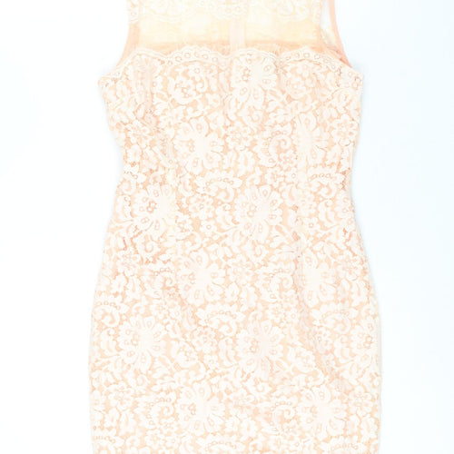 Cameo Rose Womens Pink Polyester Bodycon Size 12 Round Neck Zip