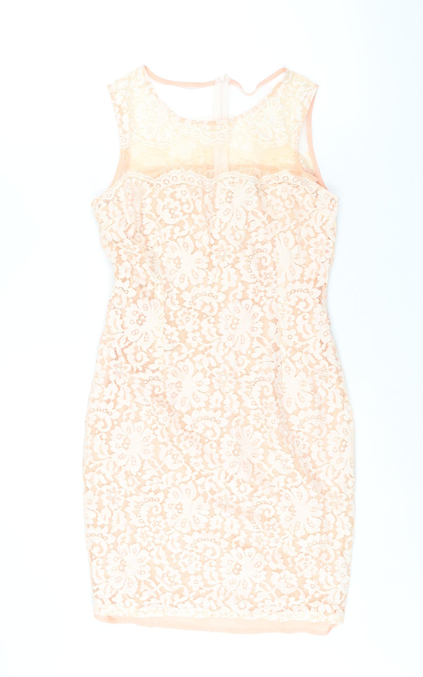 Cameo Rose Womens Pink Polyester Bodycon Size 12 Round Neck Zip