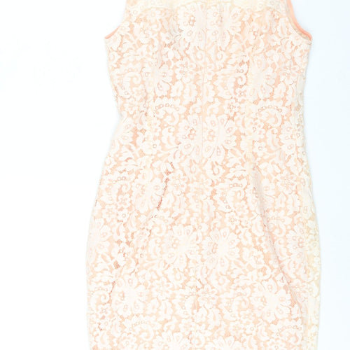 Cameo Rose Womens Pink Polyester Bodycon Size 12 Round Neck Zip