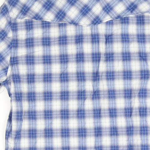River Island Mens Blue Check Cotton Button-Up Size S Collared Button