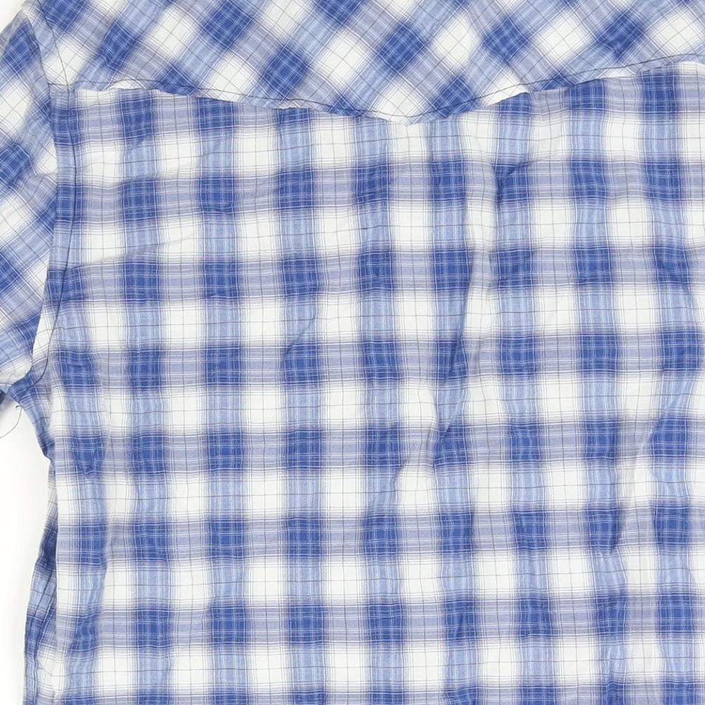 River Island Mens Blue Check Cotton Button-Up Size S Collared Button