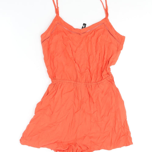 Divided by H&M Womens Orange Polyester Playsuit One-Piece Size 8 Pullover