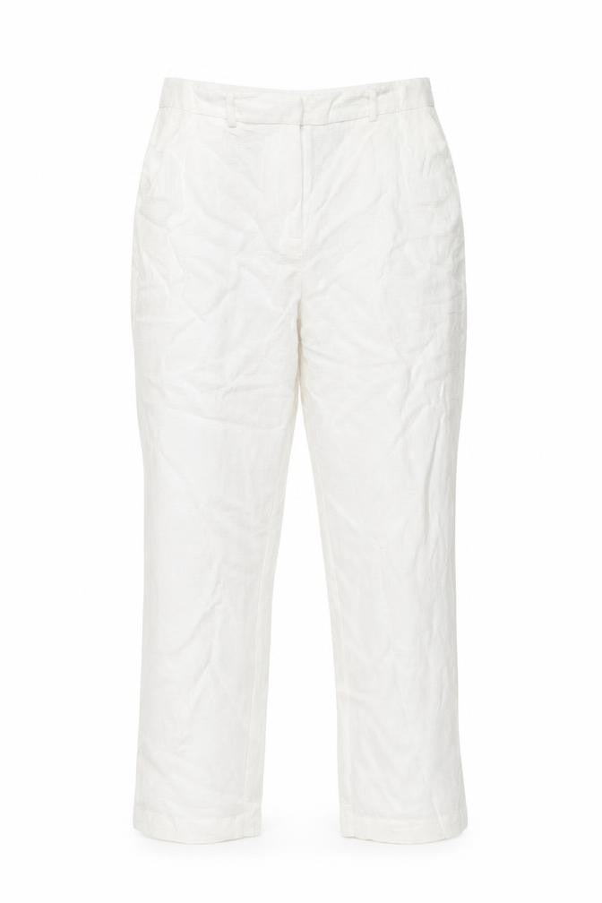 NA-KD Womens White Viscose Trousers Size 8 L28 in Regular Zip - Textured