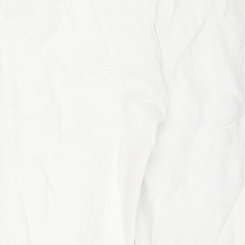 NA-KD Womens White Viscose Trousers Size 8 L28 in Regular Zip - Textured
