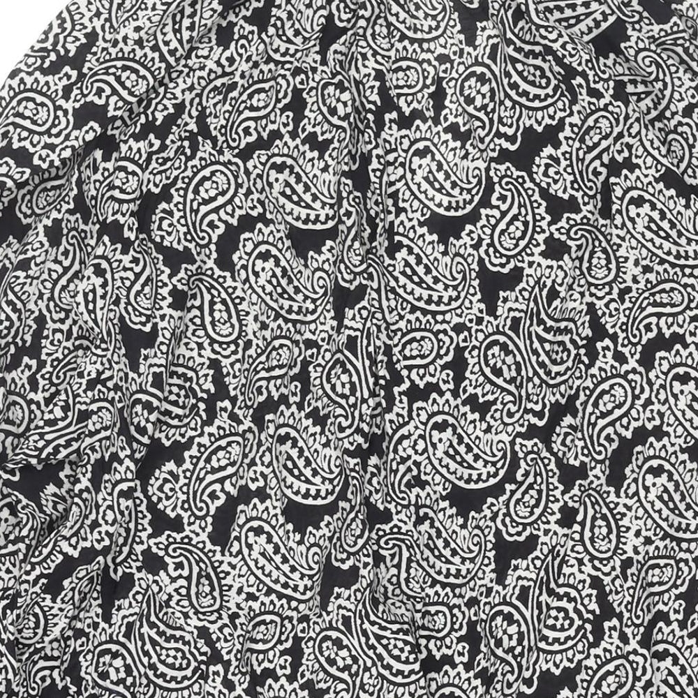 H&M Womens Black Geometric Viscose Shift Size S Collared Pullover