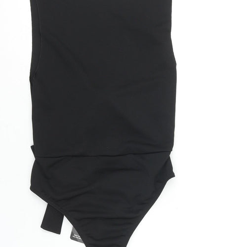 PRETTYLITTLETHING Womens Black Polyester Bodysuit One-Piece Size 10 Tie - Backless