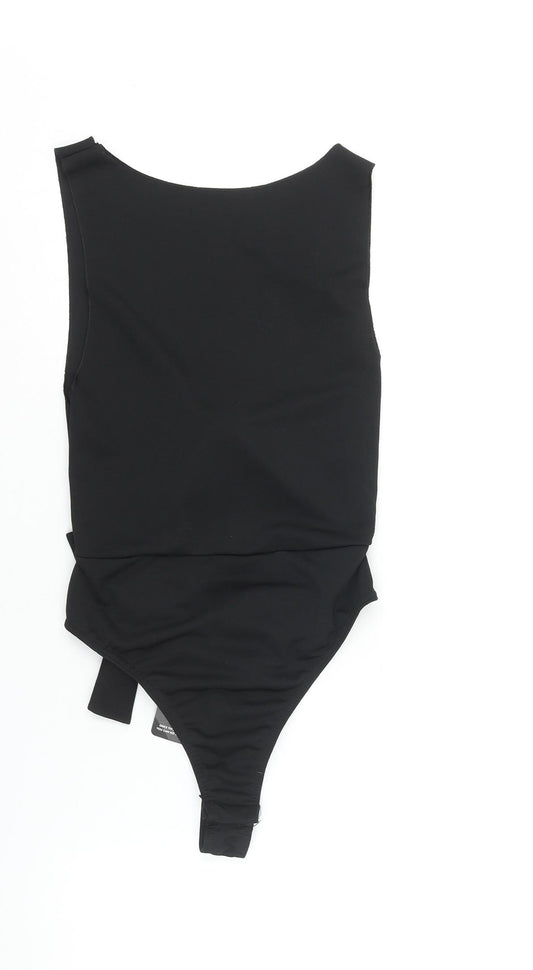 PRETTYLITTLETHING Womens Black Polyester Bodysuit One-Piece Size 10 Tie - Backless