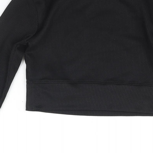 Divided by H&M Womens Black Polyester Cropped Blouse Size S Round Neck - Ribbed