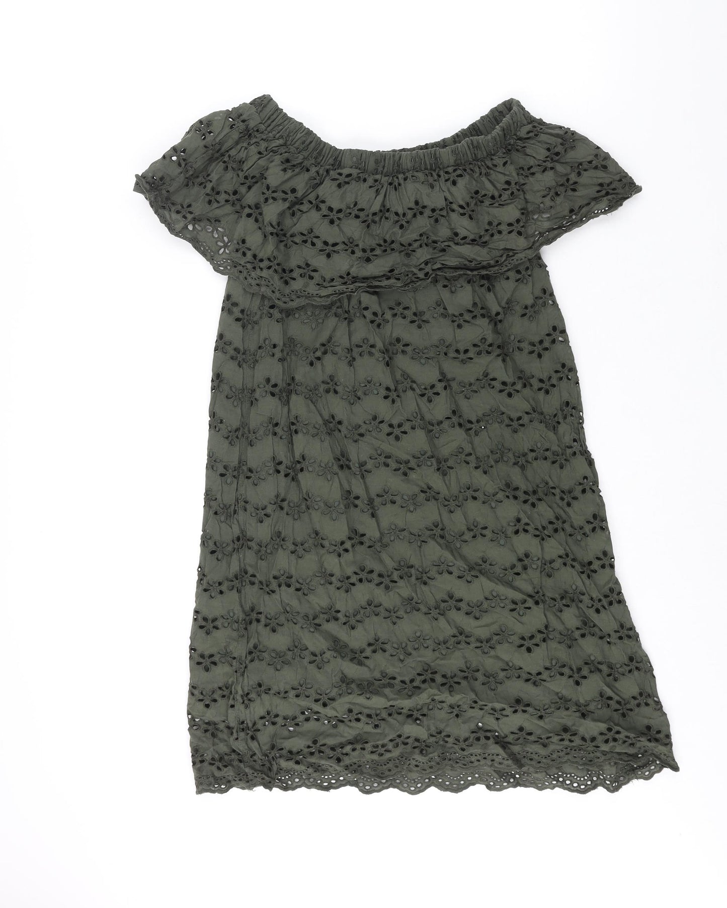 Nuon Womens Green Cotton Mini Size XL Boat Neck Pullover