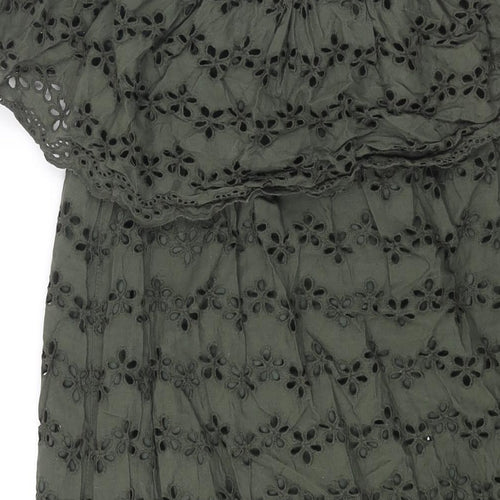 Nuon Womens Green Cotton Mini Size XL Boat Neck Pullover