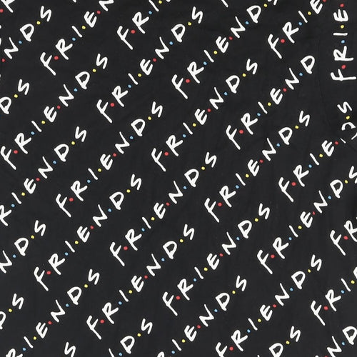 Friends Womens Black Geometric Cotton Basic T-Shirt Size 8 Crew Neck - Friends Logo Print