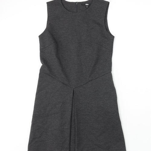 Uniqlo Womens Grey Polyester A-Line Size S Round Neck Zip - Closed Vent