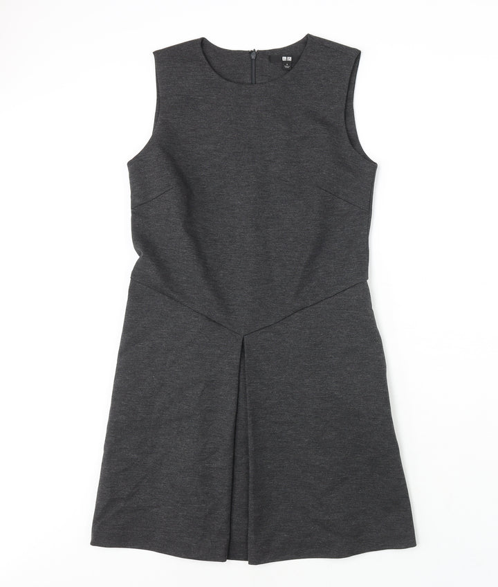 Uniqlo Womens Grey Polyester A-Line Size S Round Neck Zip - Closed Vent