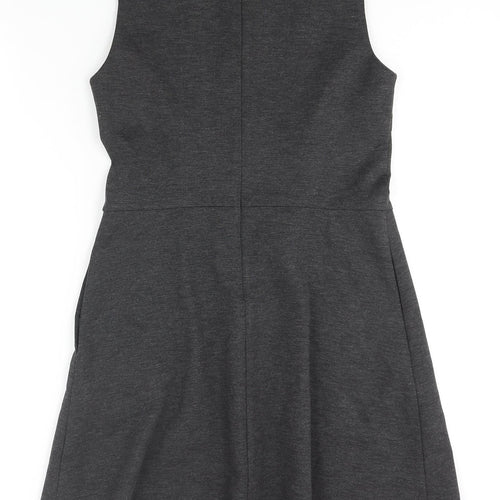 Uniqlo Womens Grey Polyester A-Line Size S Round Neck Zip - Closed Vent