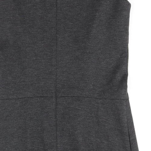 Uniqlo Womens Grey Polyester A-Line Size S Round Neck Zip - Closed Vent