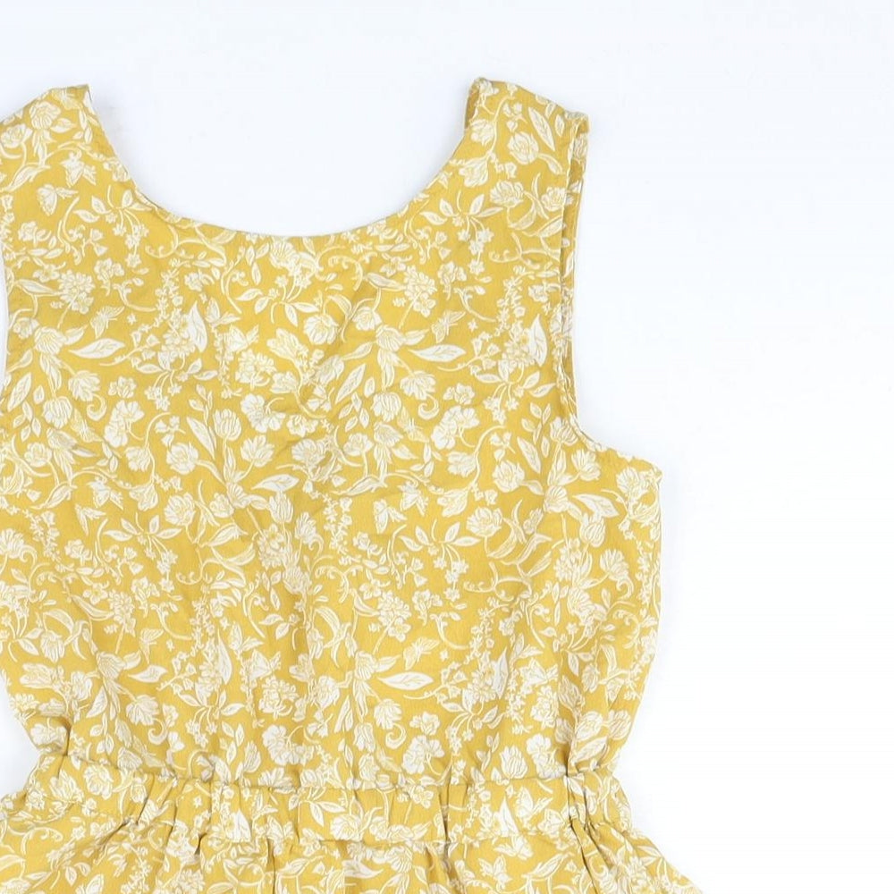 NEXT Girls Yellow Floral Polyester Playsuit One-Piece Size 9 Years Pullover - Frill Twist Detail