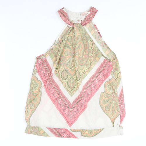 NEXT Womens Multicoloured Geometric Polyester Basic Blouse Size 12 Square Neck - Twist Detail