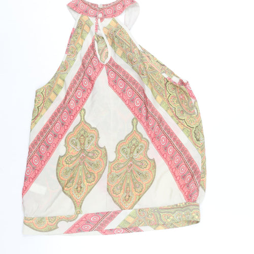 NEXT Womens Multicoloured Geometric Polyester Basic Blouse Size 12 Square Neck - Twist Detail
