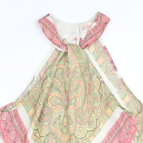 NEXT Womens Multicoloured Geometric Polyester Basic Blouse Size 12 Square Neck - Twist Detail