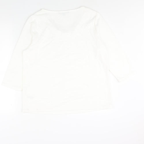 Bonmarché Womens White Polyester Basic Blouse Size 18 V-Neck - Stud Detail