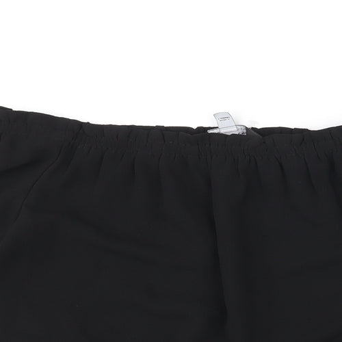 Dorothy Perkins Womens Black Polyester Basic Blouse Size 10 Boat Neck - Tie Detail