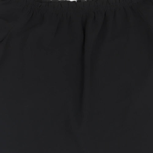 Dorothy Perkins Womens Black Polyester Basic Blouse Size 10 Boat Neck - Tie Detail
