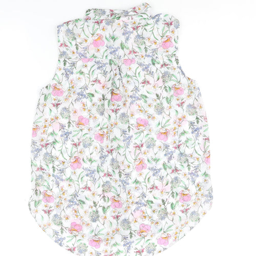 H&M Womens Multicoloured Floral Polyester Camisole Blouse Size 8 Collared - Semi Sheer