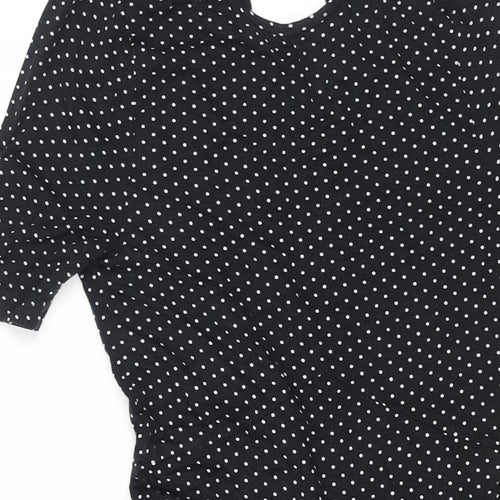 ASOS Womens Black Polka Dot Viscose Playsuit One-Piece Size 8 Button - Open Back