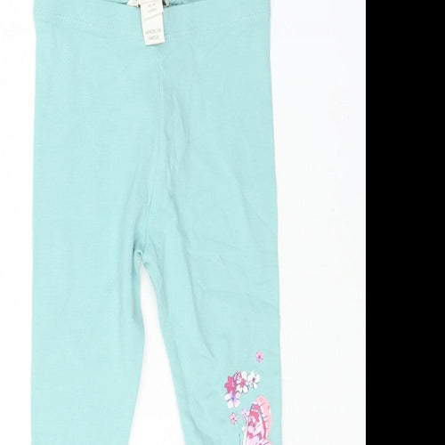Monsoon Girls Blue Cotton Cropped Leggings Size 12-18 Months Pullover - Butterfly Print