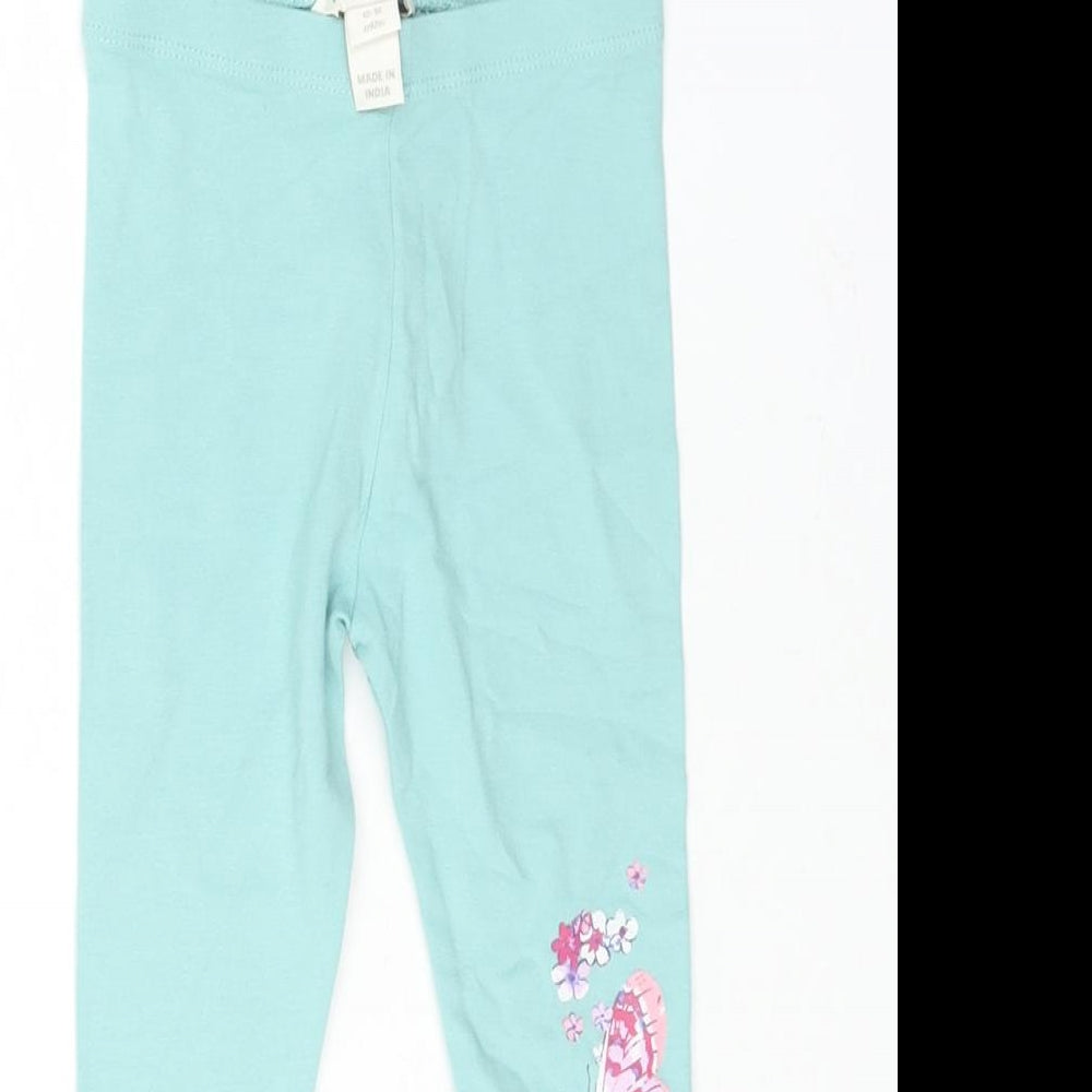 Monsoon Girls Blue Cotton Cropped Leggings Size 12-18 Months Pullover - Butterfly Print