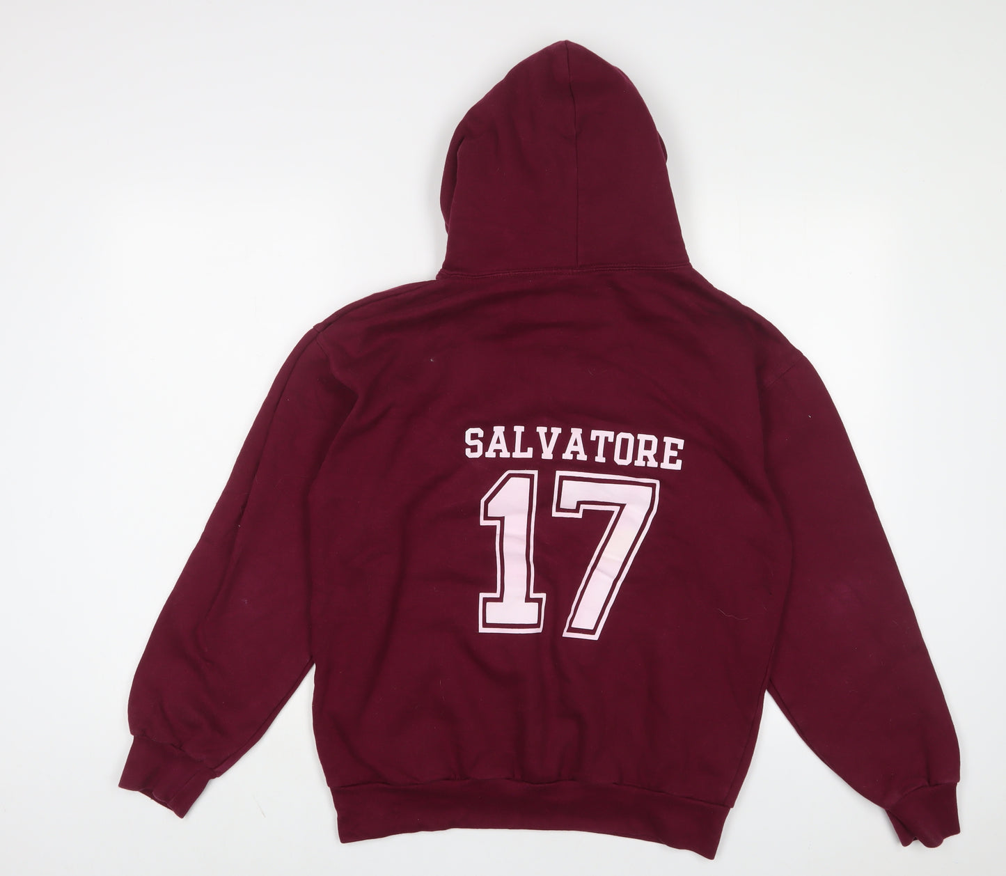 Mystic Falls Womens Red Cotton Pullover Hoodie Size L Pullover