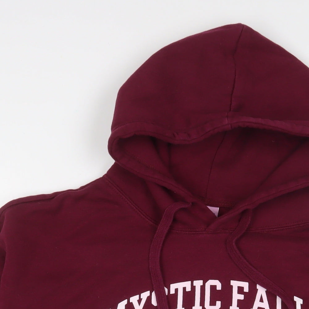 Mystic Falls Womens Red Cotton Pullover Hoodie Size L Pullover