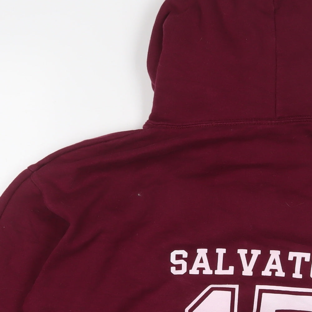 Mystic Falls Womens Red Cotton Pullover Hoodie Size L Pullover