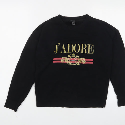 New Look Womens Black Cotton Pullover Sweatshirt Size 8 Pullover - J'adore