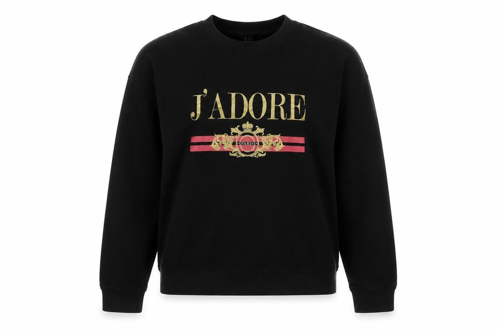 Front view of New Look women’s black cotton pullover sweatshirt, size UK 8, pullover - j'adore