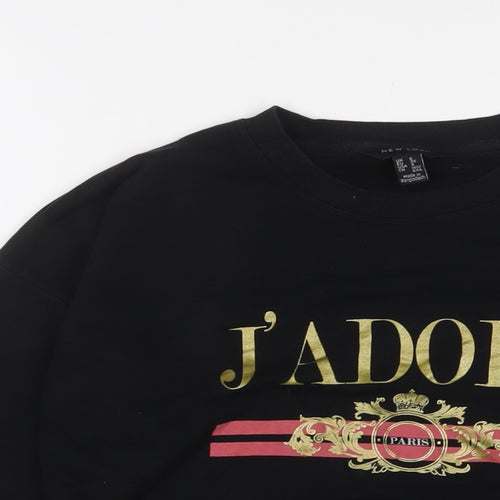 New Look Womens Black Cotton Pullover Sweatshirt Size 8 Pullover - J'adore