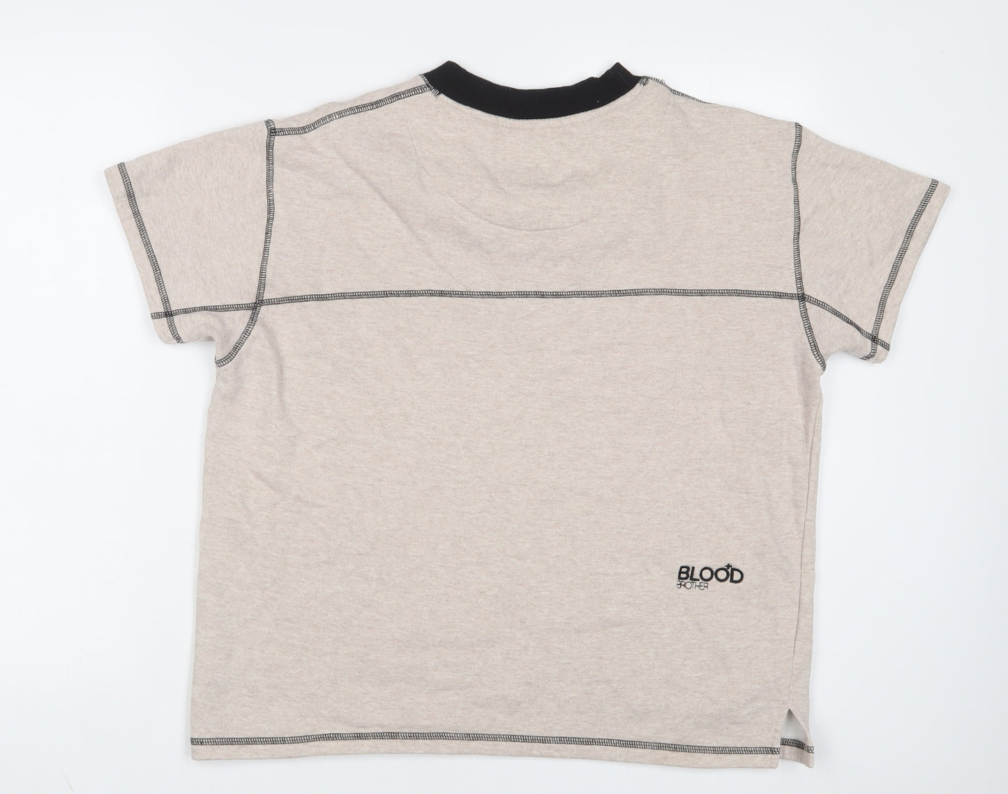 Blood Brother Womens Beige Cotton Pullover Sweatshirt Size S Pullover - Embroidered