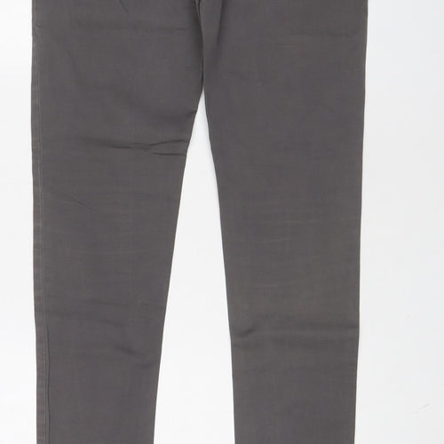 Combo Mens Grey Cotton Chino Trousers Size 30 in L31 in Regular Zip