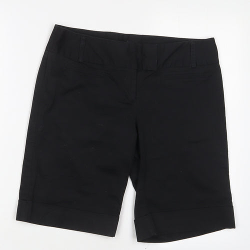 bay Womens Black Cotton Basic Shorts Size 12 L11 in Regular Hook & Eye