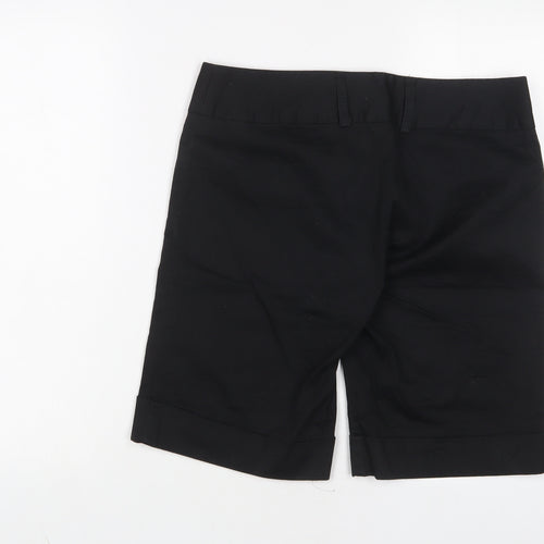 bay Womens Black Cotton Basic Shorts Size 12 L11 in Regular Hook & Eye