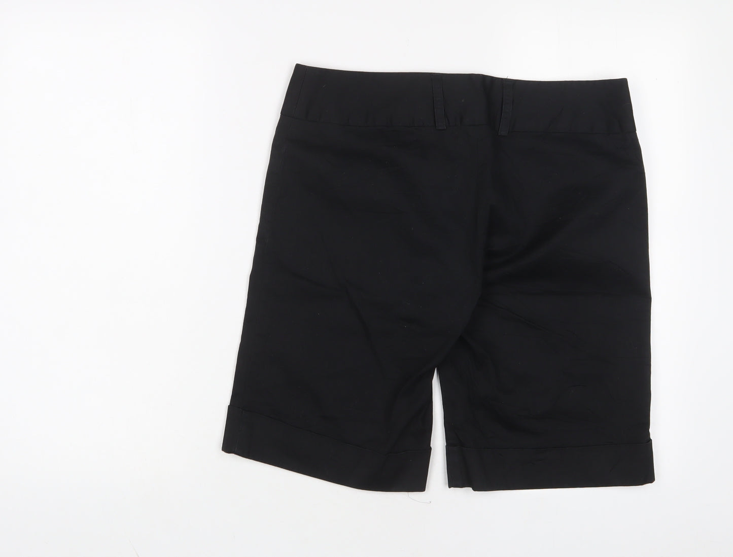 bay Womens Black Cotton Basic Shorts Size 12 L11 in Regular Hook & Eye