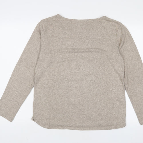 H&M Womens Beige Polyester Basic T-Shirt Size S Crew Neck