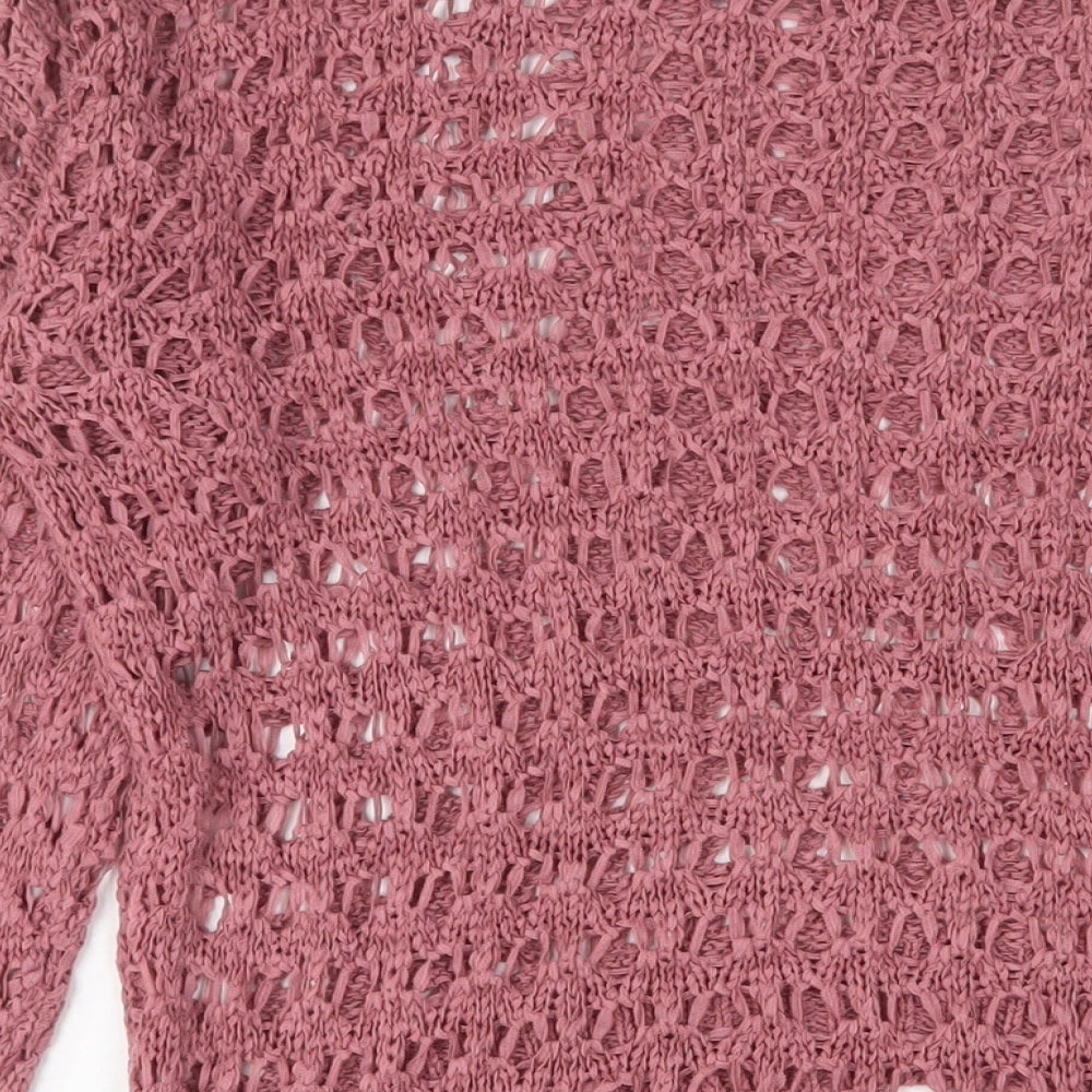 Crafted Womens Pink Boat Neck Acrylic Pullover Jumper Size 12