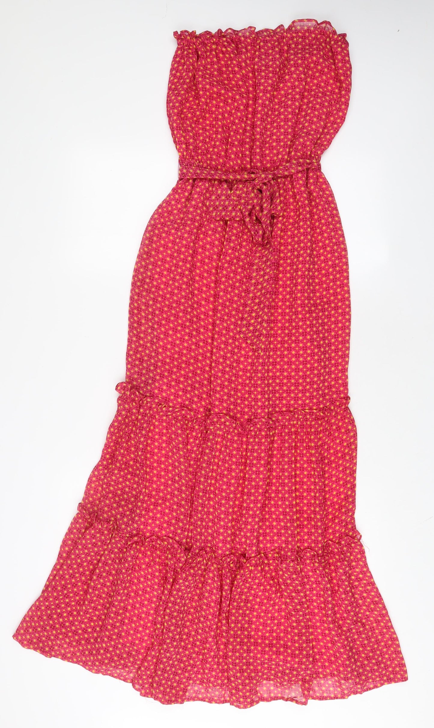 New Look Womens Pink Floral Polyester A-Line Size 8 Off the Shoulder Pullover