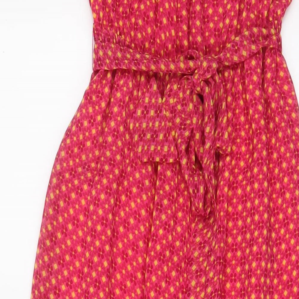 New Look Womens Pink Floral Polyester A-Line Size 8 Off the Shoulder Pullover