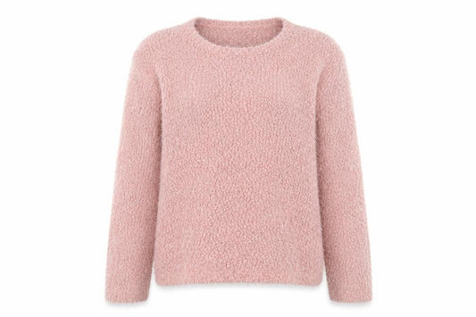 Front view of Next women’s pink crew neck polyester jumper, size UK 12