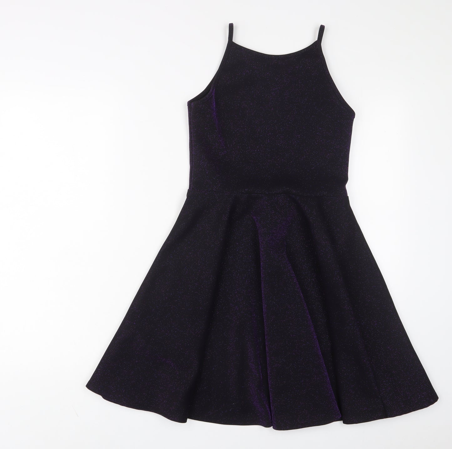 M&Co Girls Purple Polyester A-Line Size 11-12 Years Crew Neck Pullover